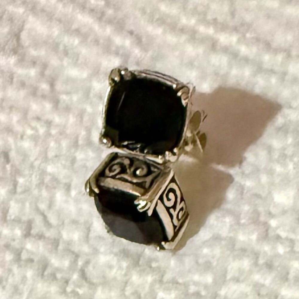 Clocks and Colours Handmade Sterling Silver Black Onyx Studs
